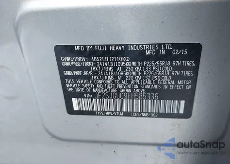 2015 Subaru Forester 2.0Xt Touring из США, поврежденный, VIN JF2SJGUC9FH585336